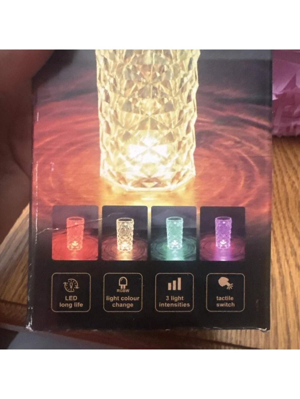 Rose Diamond Table Lamp Touch Control LED USB Color Changing Multicolor Light